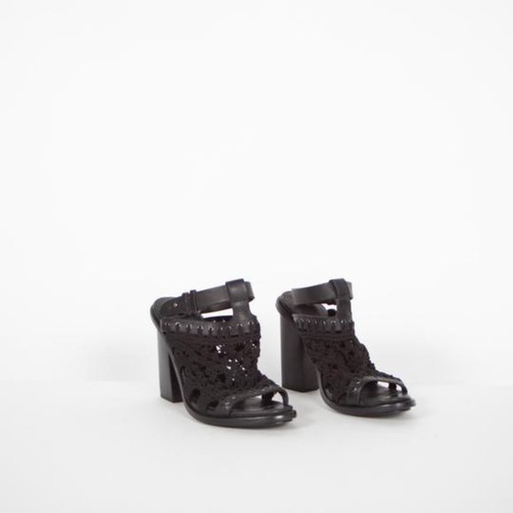 Rag & Bone High Heeled Sandals with Woven Vamp and Ankle Strap - Picture 1 of 4